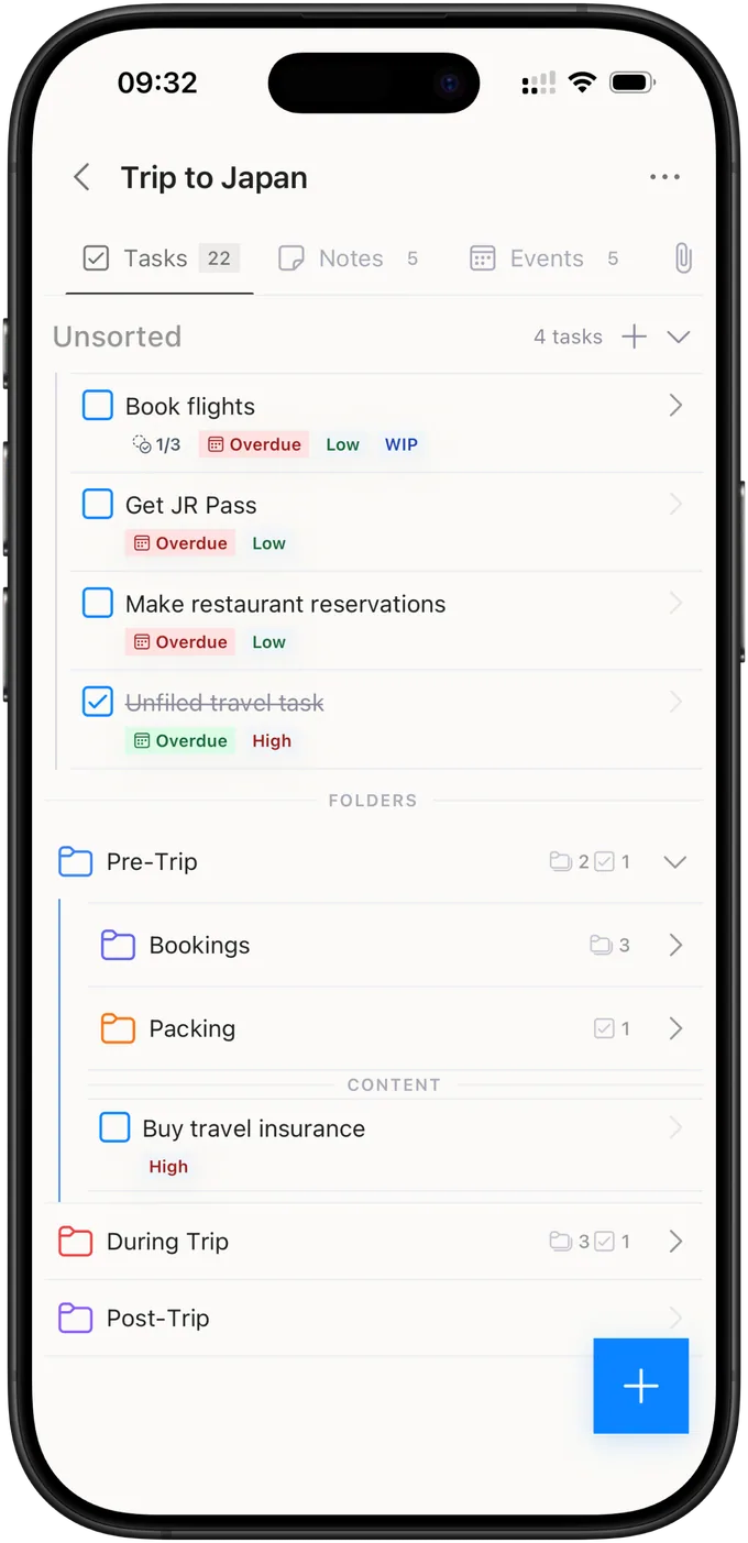 Brainee tasks screen